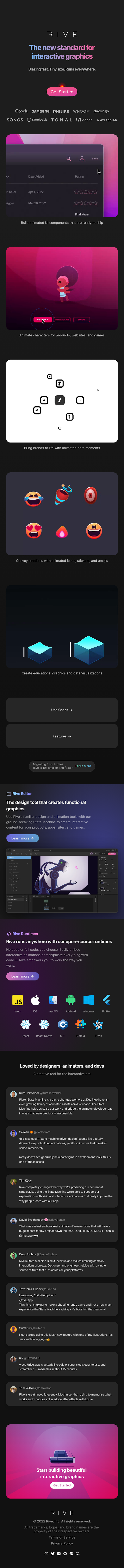 Rive  Landing Page Design