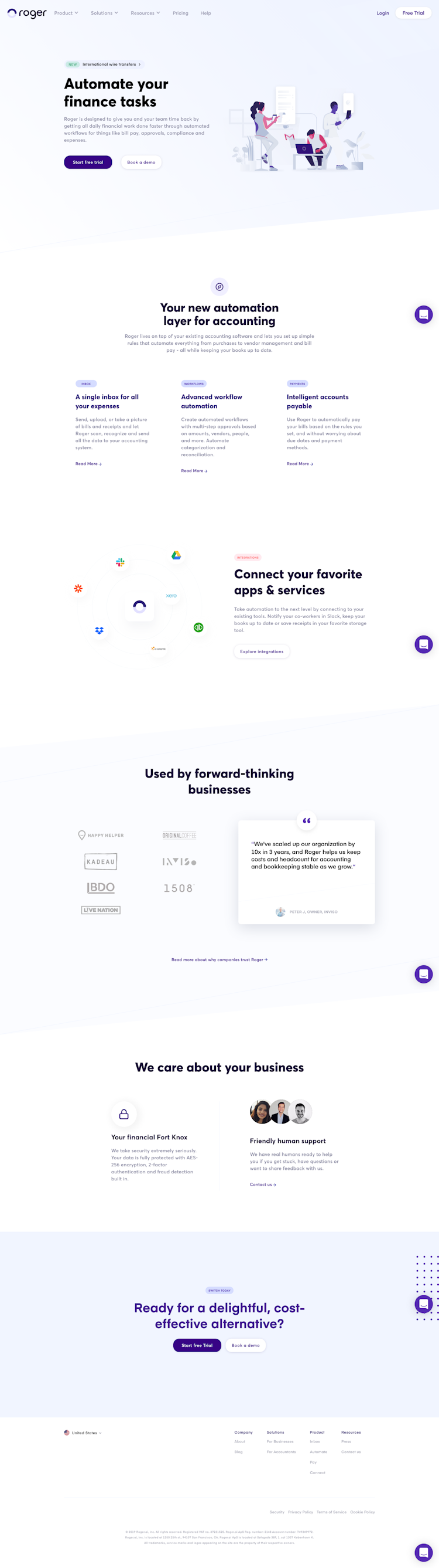 Roger  Landing Page Design