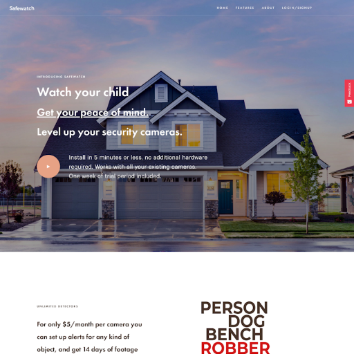 Safewatch  Landing Page Design