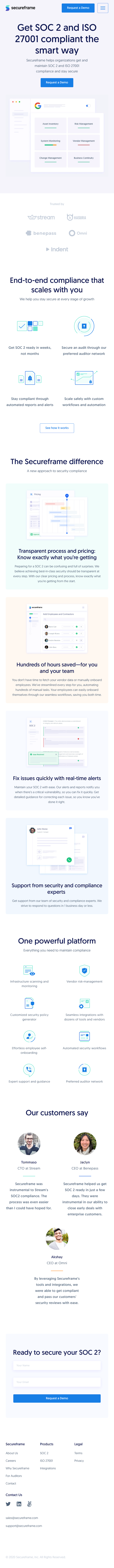 Secureframe  Landing Page Design