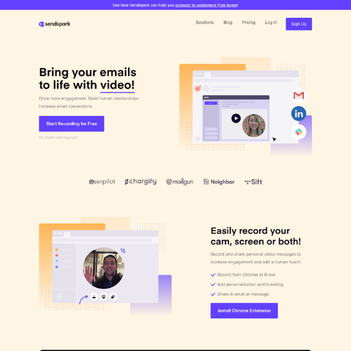 Sendspark  Landing Page Design