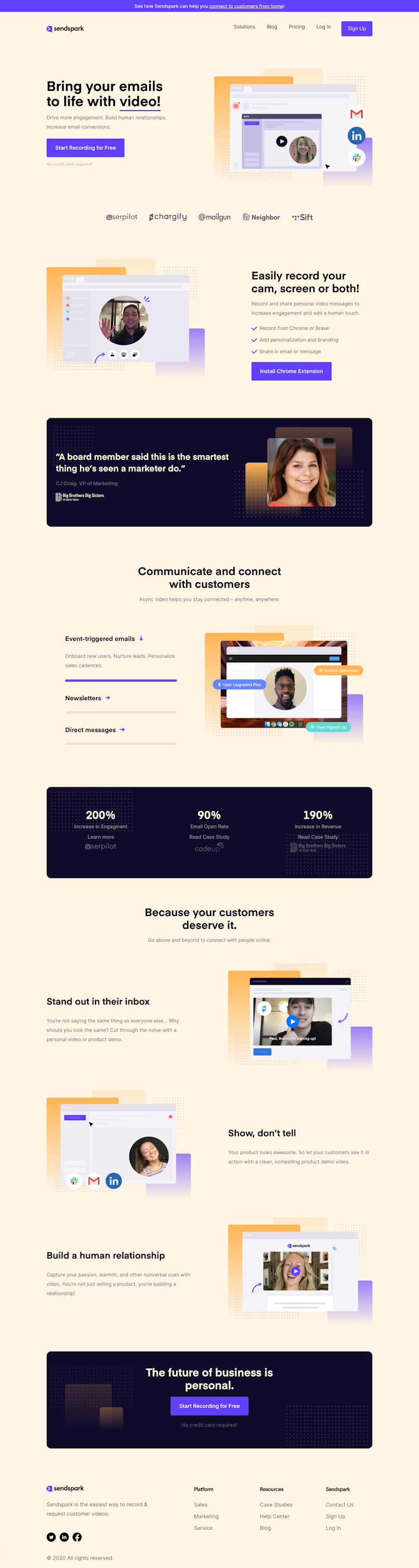 Sendspark  Landing Page Design