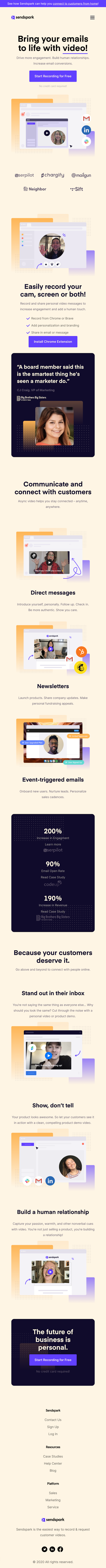 Sendspark  Landing Page Design