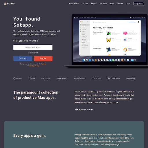 Setapp  Landing Page Design