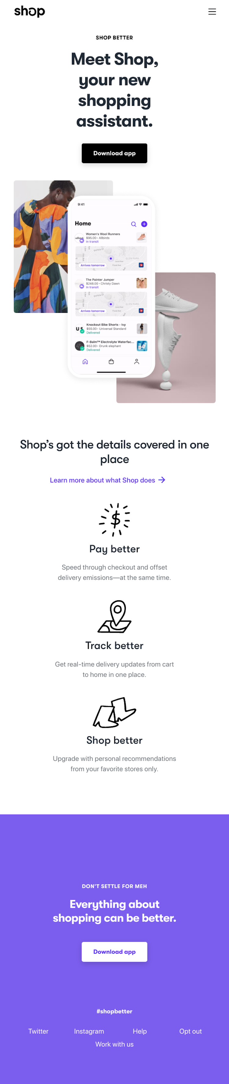 Shop  Landing Page Design