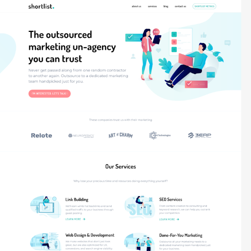 Shortlist  Landing Page Design