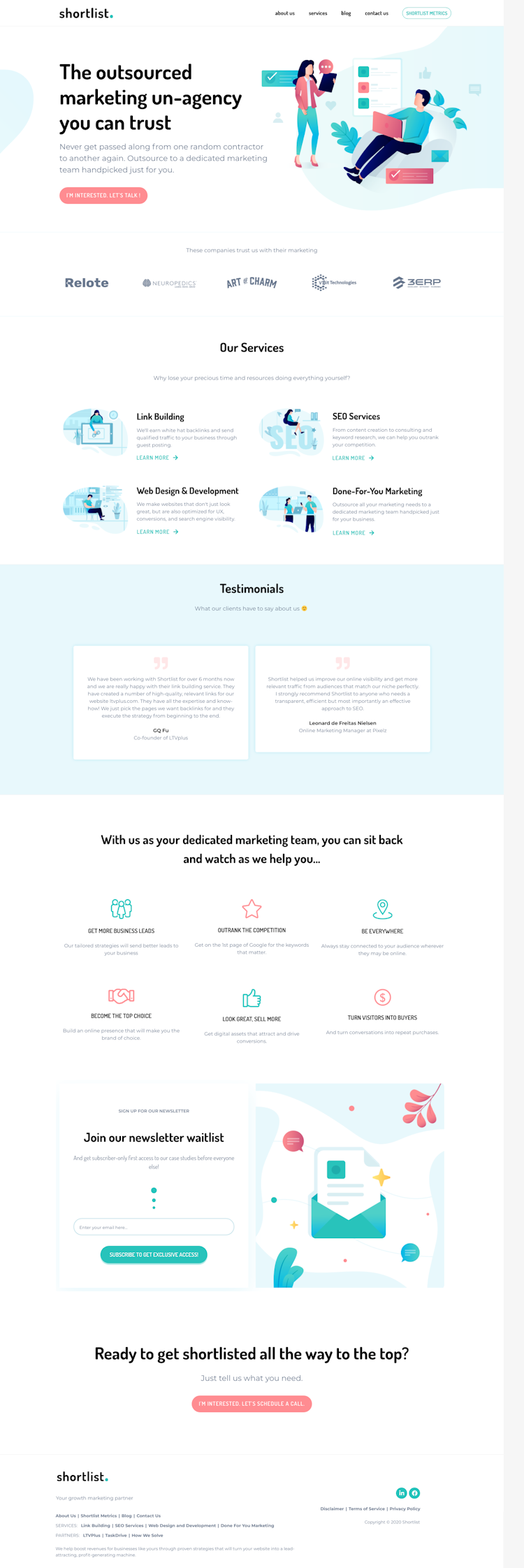 Shortlist  Landing Page Design