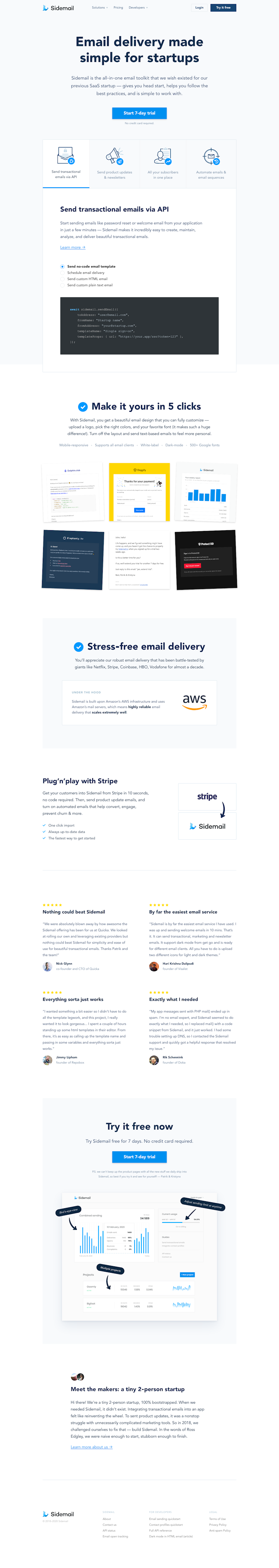 Sidemail  Landing Page Design