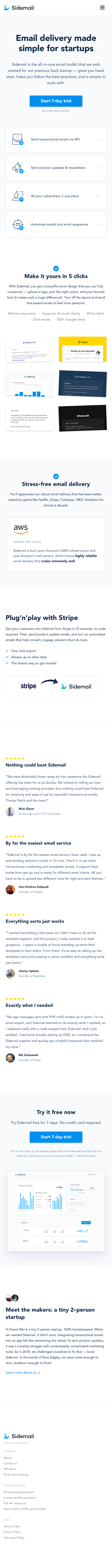 Sidemail  Landing Page Design