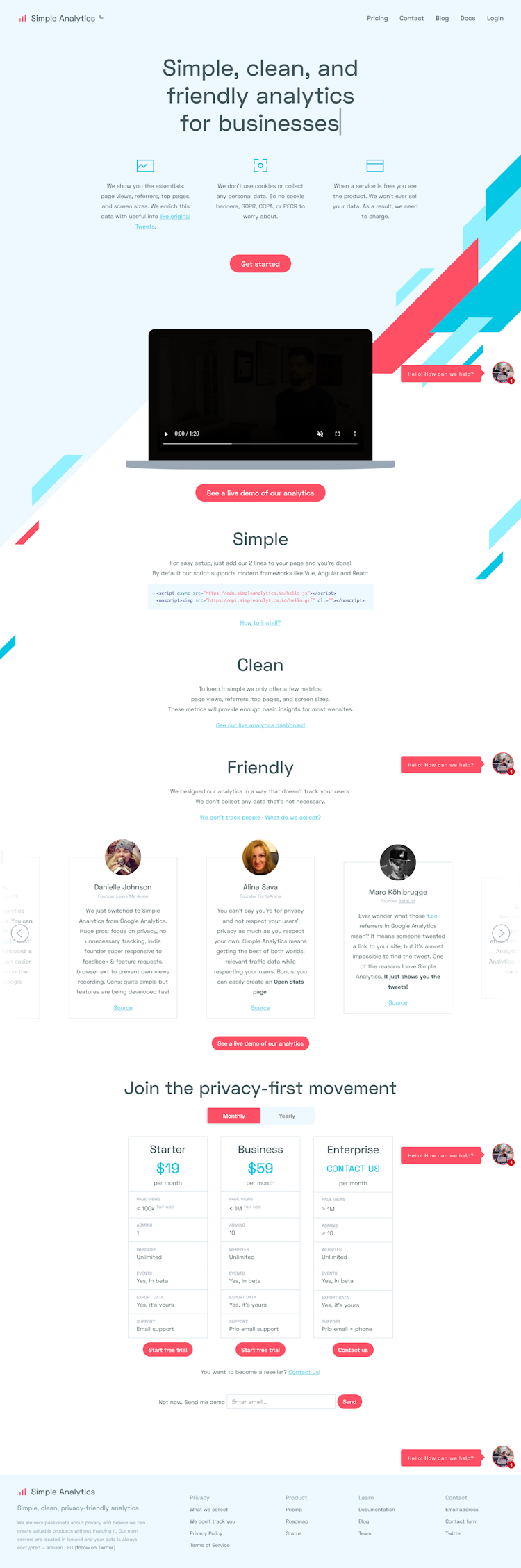 Simpleanalytics  Landing Page Design