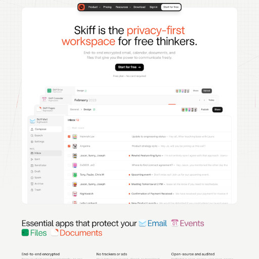 Skiff  Landing Page Design