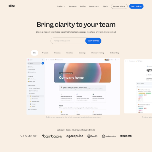 Slite  Landing Page Design