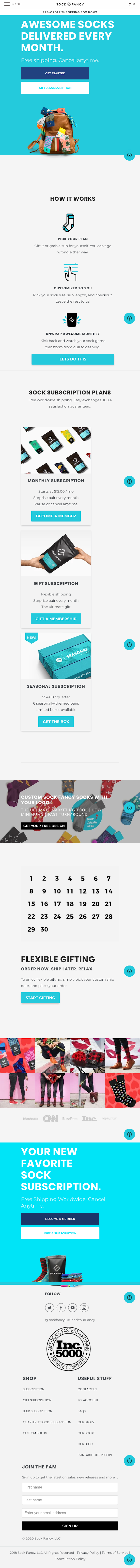 Sockfancy  Landing Page Design