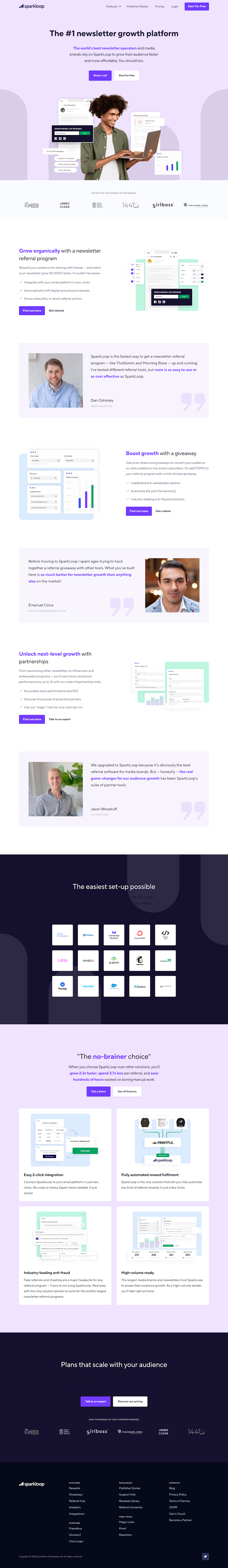 Sparkloop  Landing Page Design