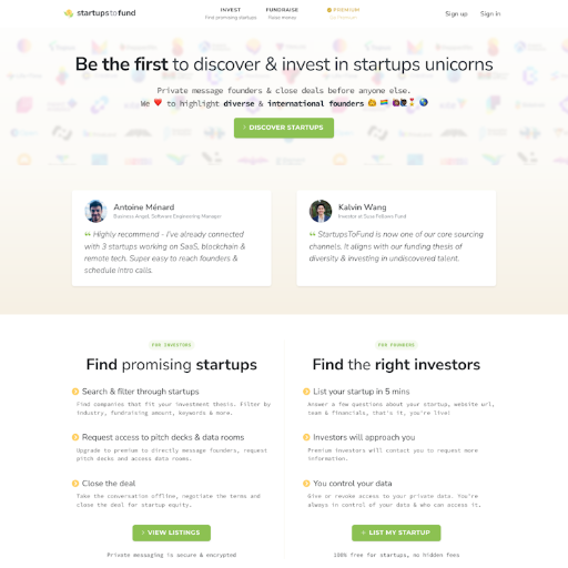 Startupstofund  Landing Page Design