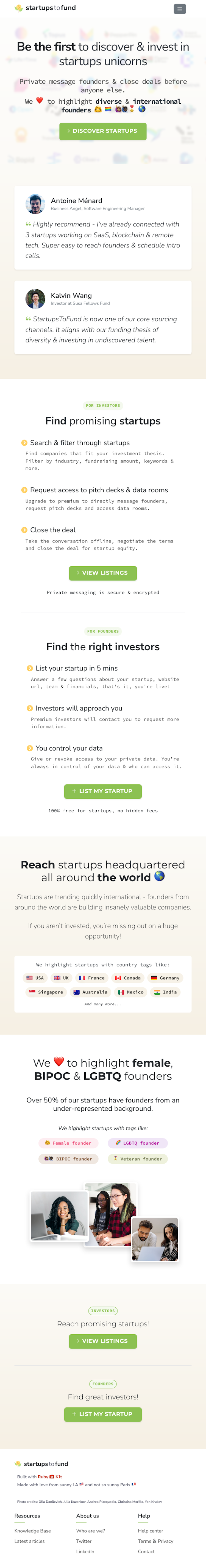 Startupstofund  Landing Page Design