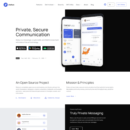 Status  Landing Page Design