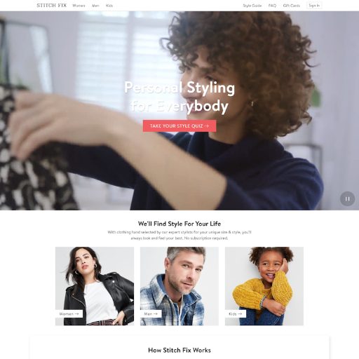 Stitchfix  Landing Page Design