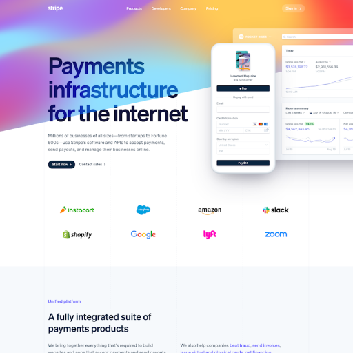 Stripe  Landing Page Design