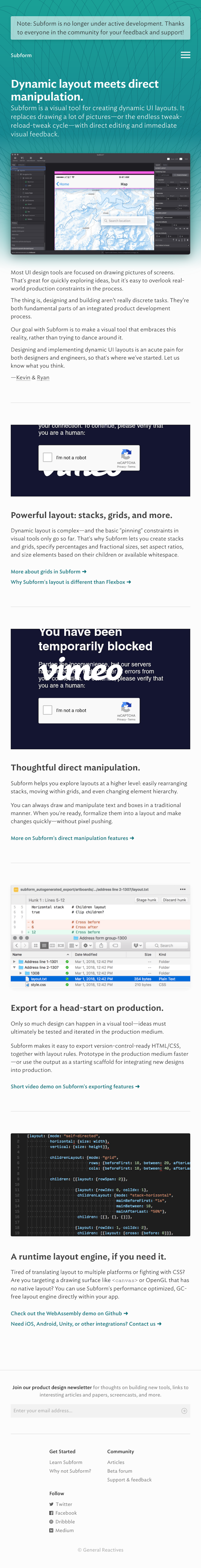 Subform  Landing Page Design