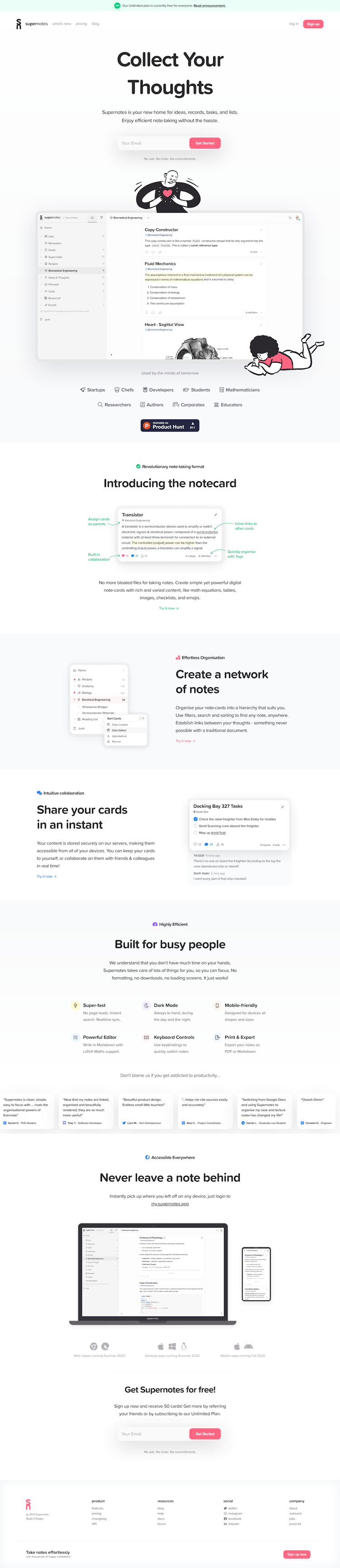 Supernotes  Landing Page Design