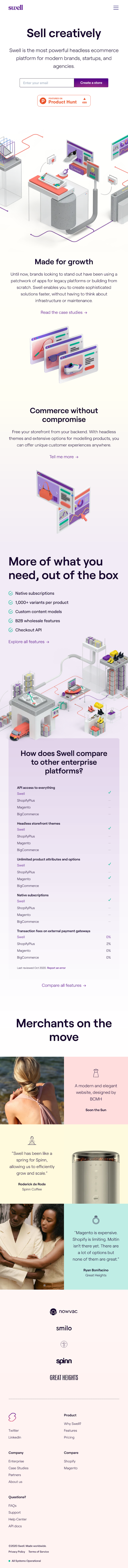 Swell  Landing Page Design