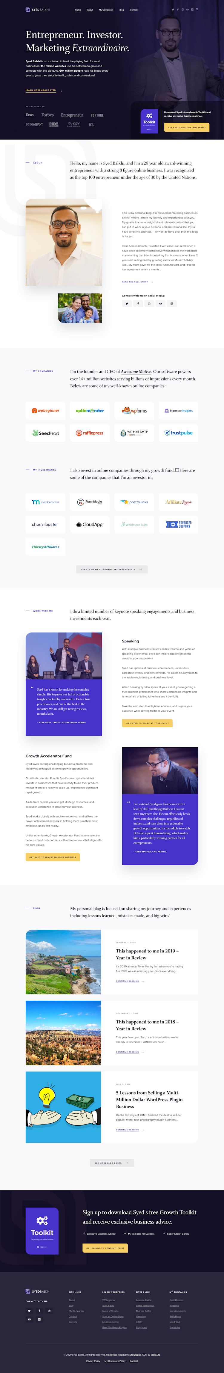 Syed Balkhi  Landing Page Design