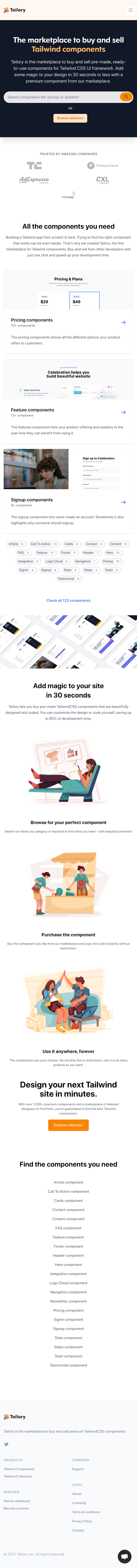 Tailory  Landing Page Design