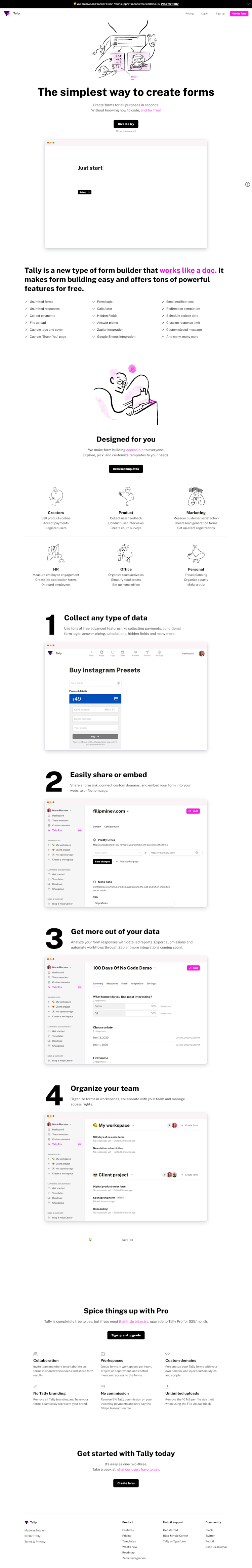 Tally  Landing Page Design