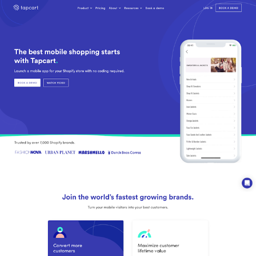 Tapcart  Landing Page Design