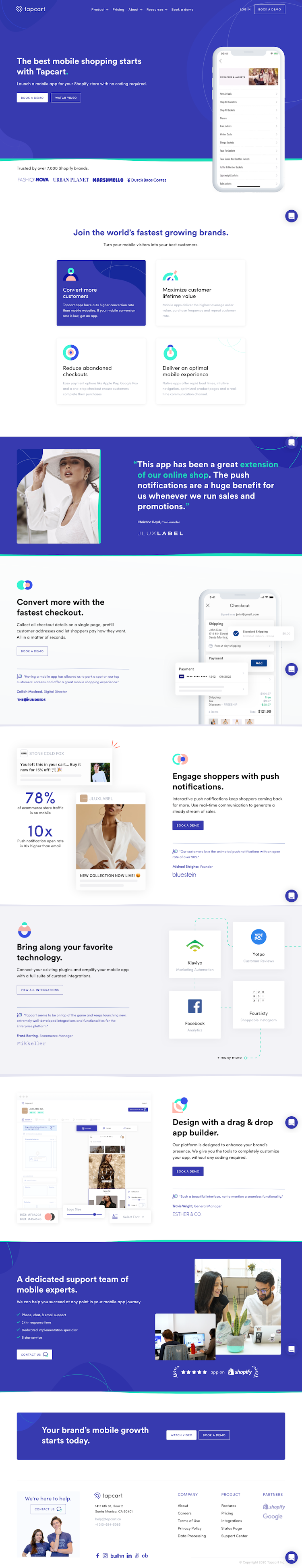 Tapcart  Landing Page Design