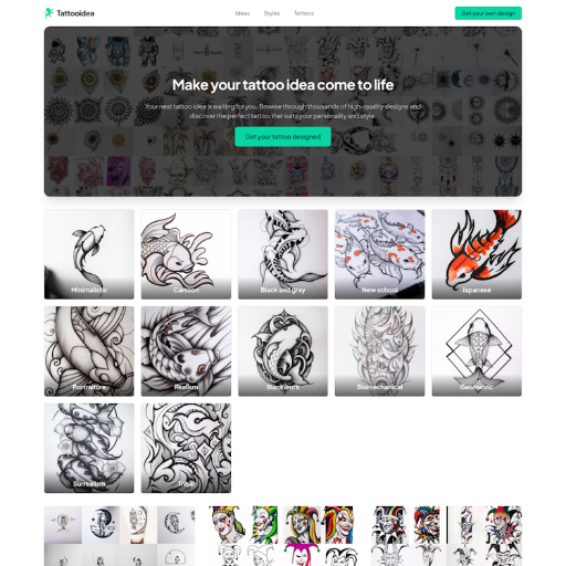 Tattooidea  Landing Page Design