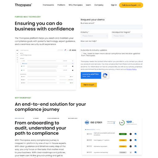 Thoropass  Landing Page Design