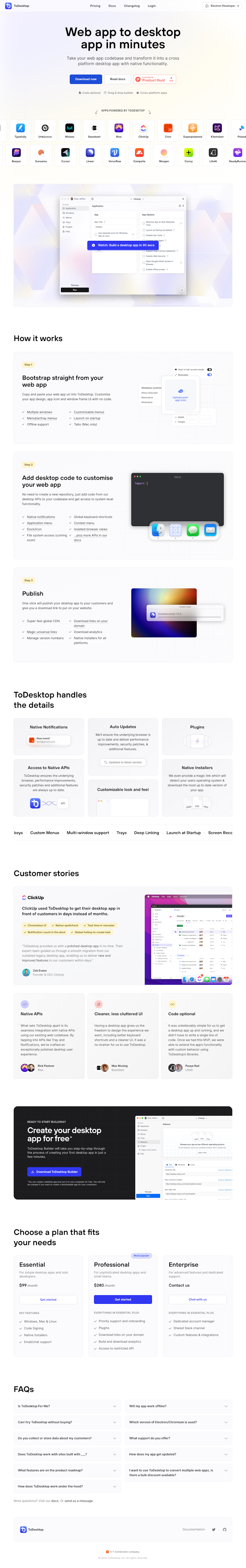 ToDesktop  Landing Page Design