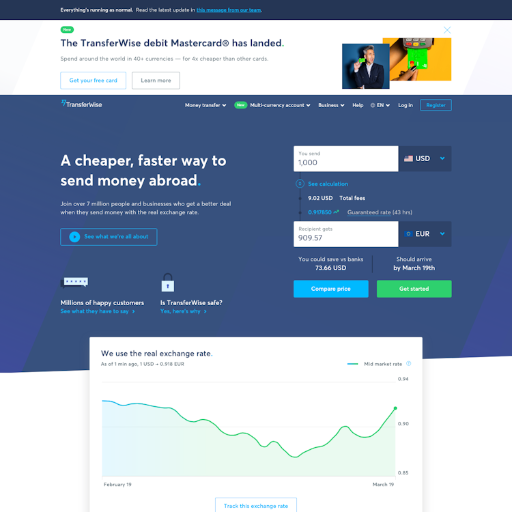 Transferwise  Landing Page Design