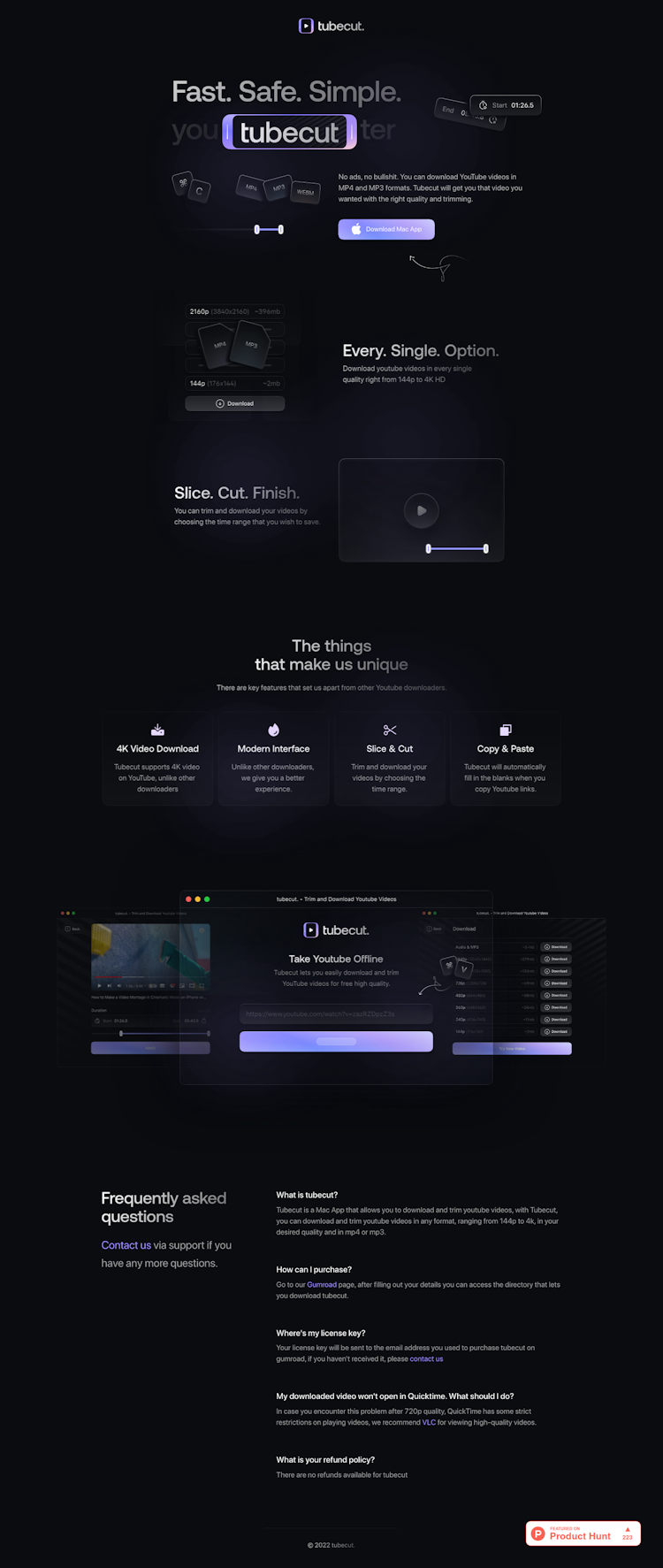 Tubecat  Landing Page Design