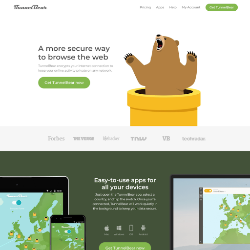 Tunnelbear  Landing Page Design