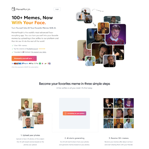 Turn Yourself Into Your Favorite Memes  Landing Page Design