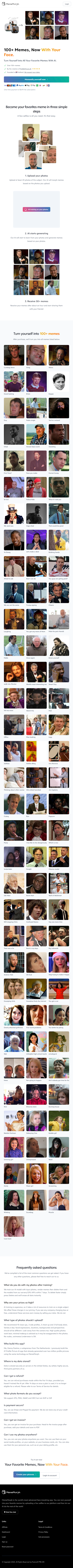 Turn Yourself Into Your Favorite Memes  Landing Page Design