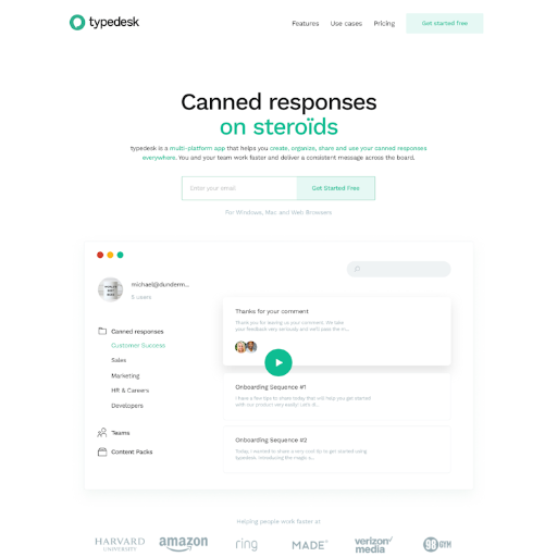 Typedesk  Landing Page Design