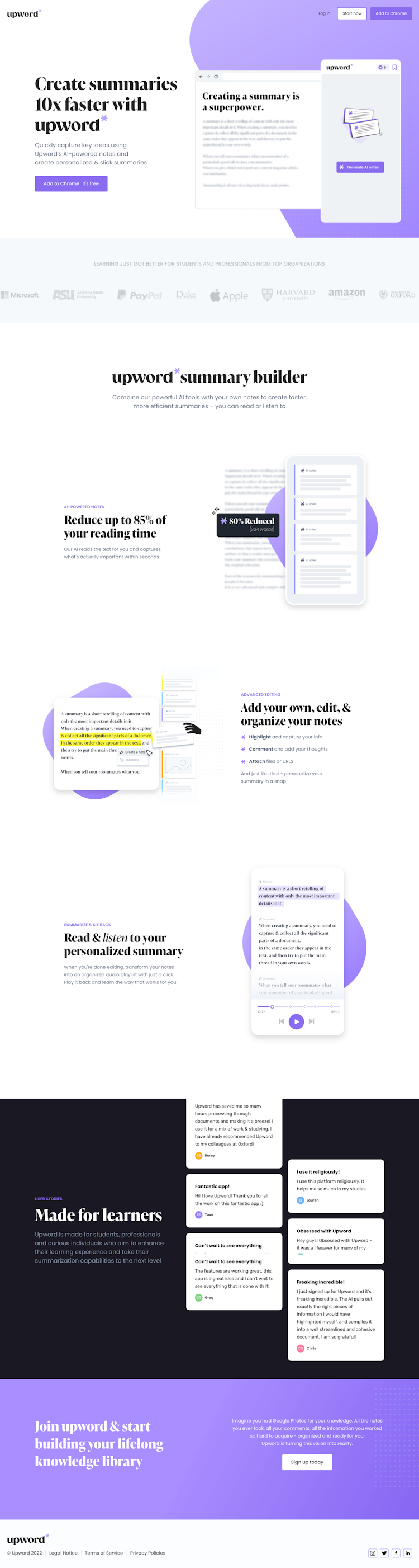 Upword  Landing Page Design