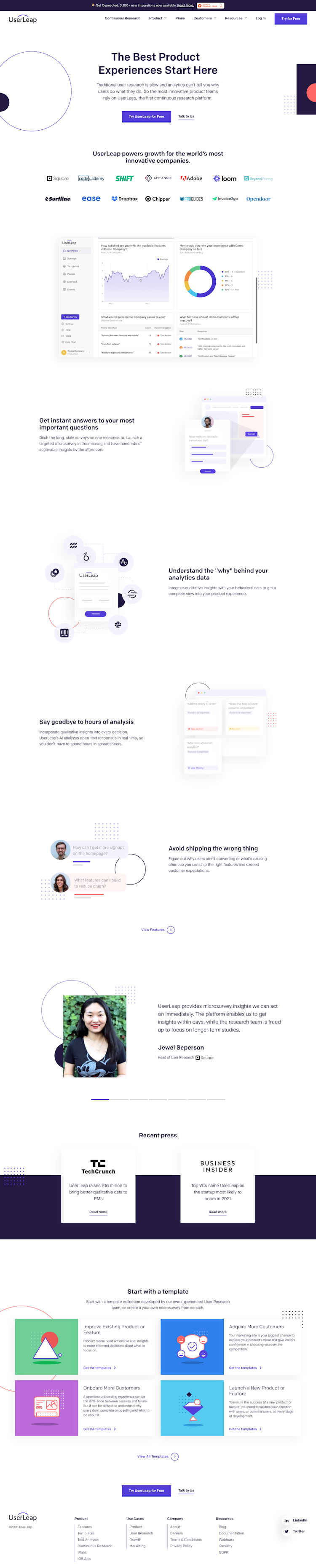 Userleap  Landing Page Design