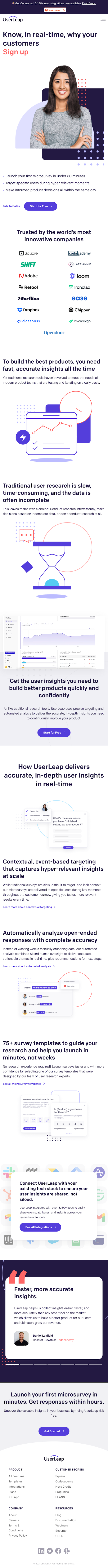 Userleap  Landing Page Design