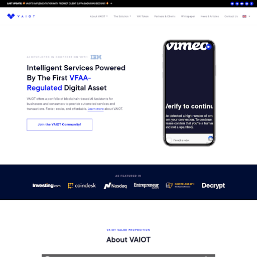 Vaiot  Landing Page Design