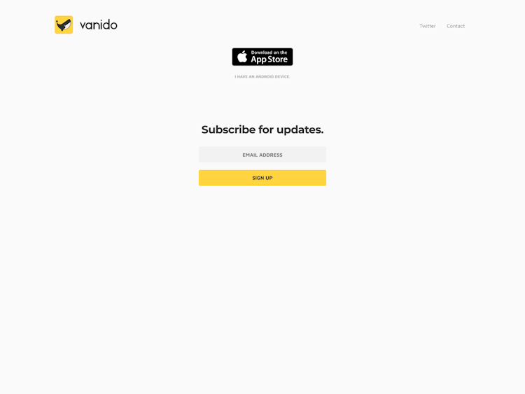 Vanido  Landing Page Design