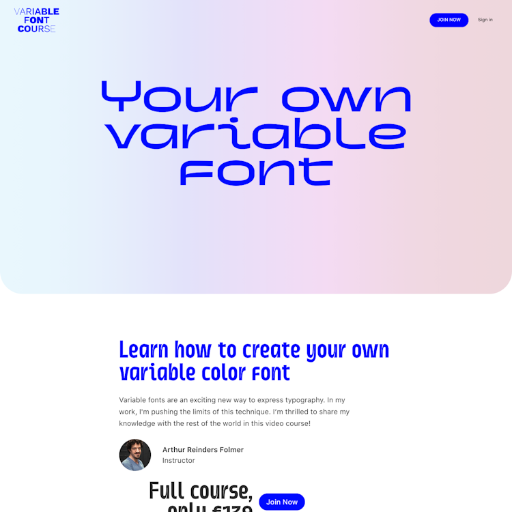 Variable Font Course  Landing Page Design