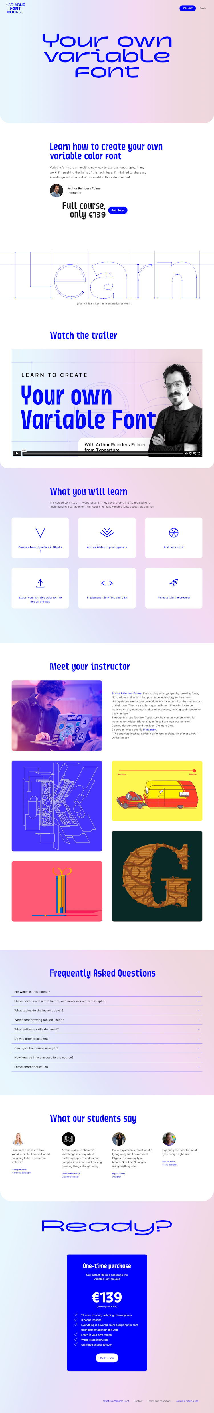 Variable Font Course  Landing Page Design