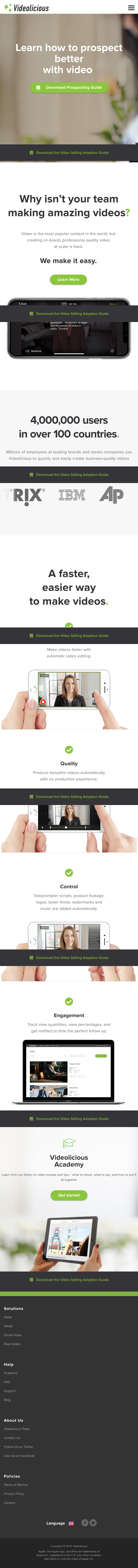 Videolicious  Landing Page Design