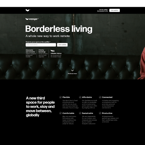 Voyagerliving  Landing Page Design