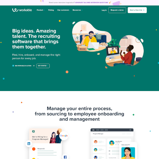 Workable  Landing Page Design